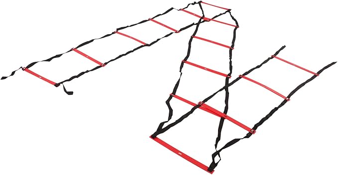 7M 14 Rung Agility Ladder, Fixed Distance PP Material Training Equipment with Angle for Soccer Football Fitness Speed Training