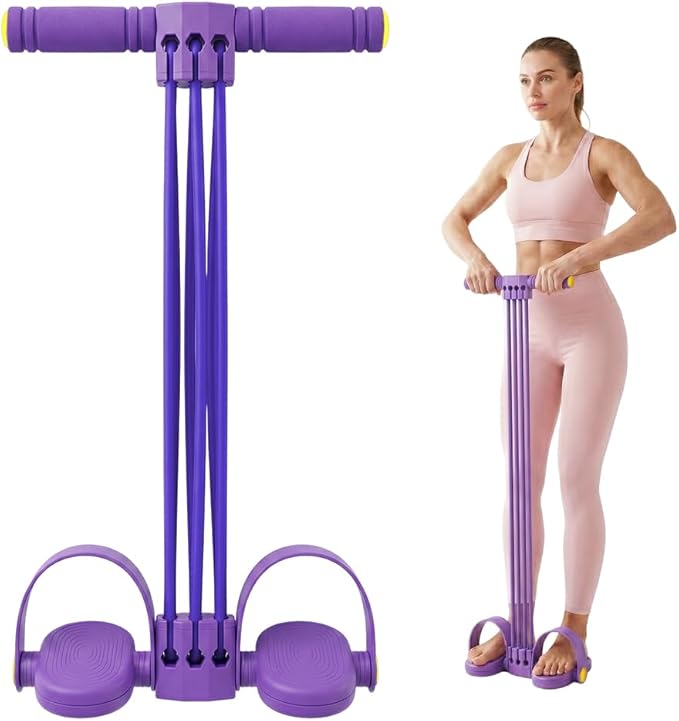 Pedal Resistance Bands with Handles, Upgrade 6-Tube Natural Rubber Foot Pedal Resistance Band, Multifunction Home Gym Equipment for Arms, Legs, Abdomen, Waist Training