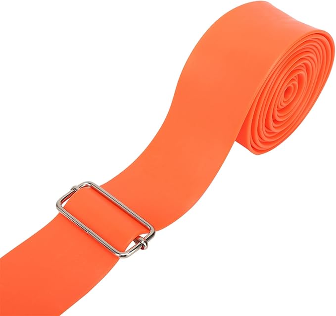 Semme 5cm X 2.5m Elastic Tension Strap for Strength Training Pilates Soft TPR with Buckles for Women and Girls Orange