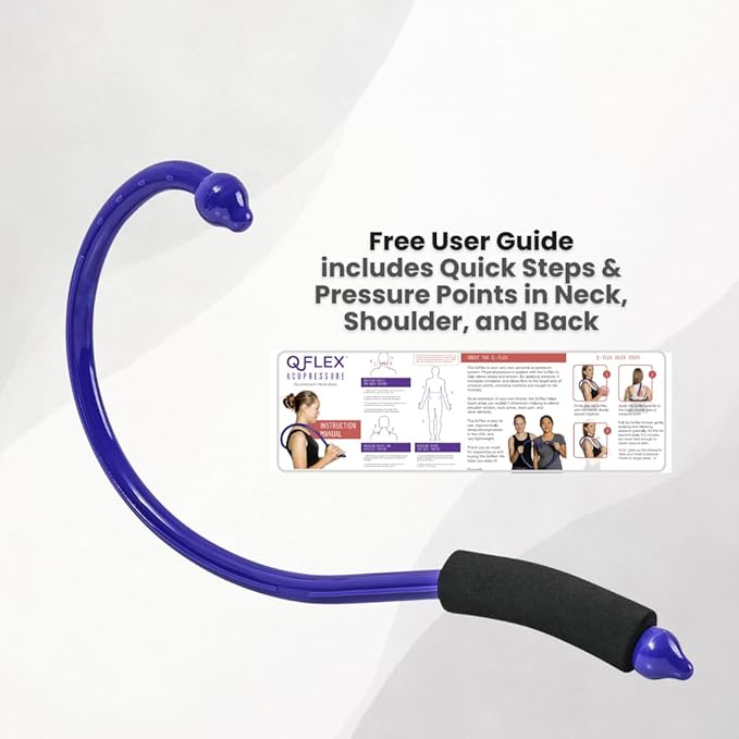 Q-Flex Massage Tool - Self-Massage Stick - Trigger Point Therapy, Muscle Care, Relaxation - Easy-to-Use Massager for Home & Travel - Seen On Shark Tank - Back, Neck, Shoulders, Feet (Blue)