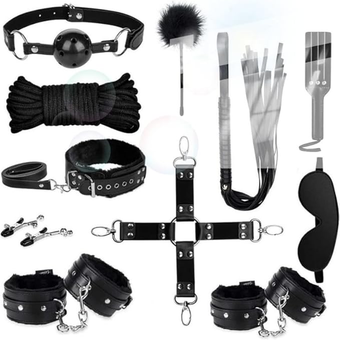 11 Pieces of Black Leather Sports Set, Comfortable and Soft Adjustable Set Accessories, Quick Drying and Sweat Absorbing Pilates Equipment