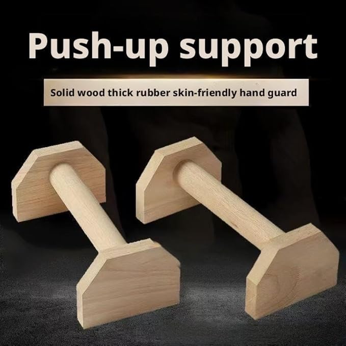 2PCS Wooden Parallettes Push up Bars,Non-Slip Base Exercise Home Workout Equipment,Calisthenics Bar - Handstand Blocks and Pushup Handles for Home Gym, Calisthenics & Strength Training