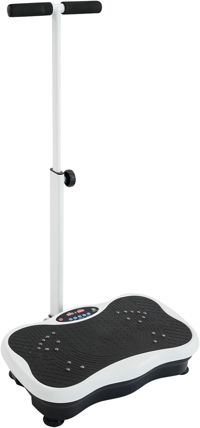 Vibration Plate Exercise Machine with Handle, Whole Body Vibration Platform Trainer with 120 Speed Levels, Resistance Bands, LED Display Home Fitness Vibration Workout Machine