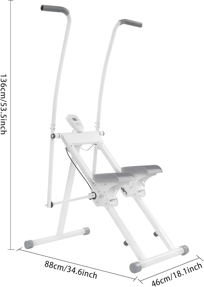 Foldable Stair Stepper Climber for Home Gym, Vertical Cardio & Full-Body Workout Machine with Adjustable Resistance, Handlebar and Pedal, Large Non-Slip Pedals, Up to 220 lb Capacity