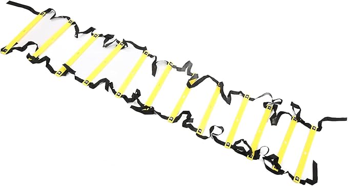 Fixed Agility Ladder for Football Soccer Training, Speed Footwork Ladder with 12 Rungs 6M, Bright Color Non - Slip Rope Ladder for Sports Drills and Group Exercise