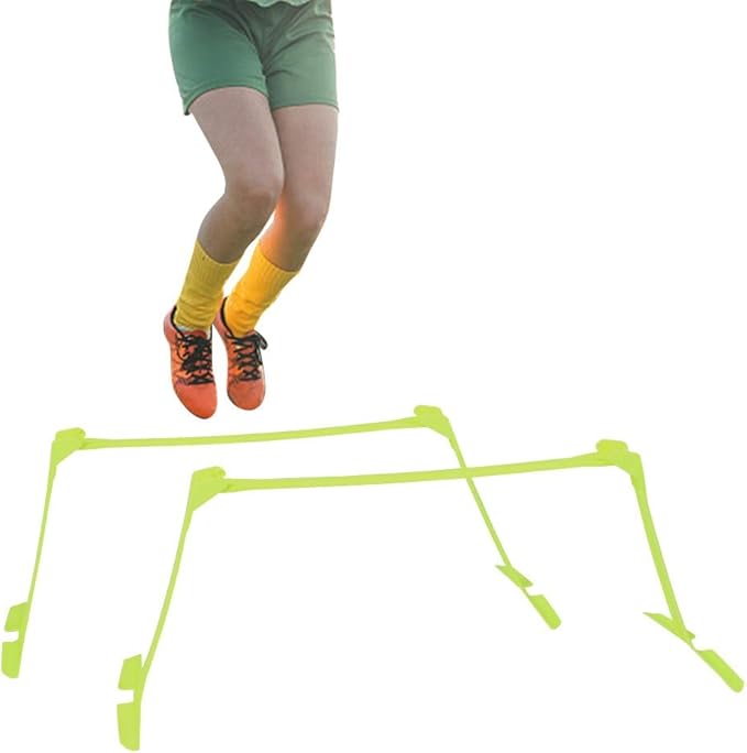 Portable Adjustable Hurdles 2 Pcs Yellow Soccer Football Training Aids for Plyometric Speed Agility Training with 3 Height Settings Lightweight Flexible Design