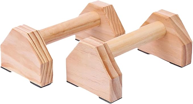 CHILDWEET Solid Wood Handstand Bar and Push-up Bracket Set, Muscle Training Fitness Equipment with Non-slip Base for Home Calisthenics and Strength Workouts