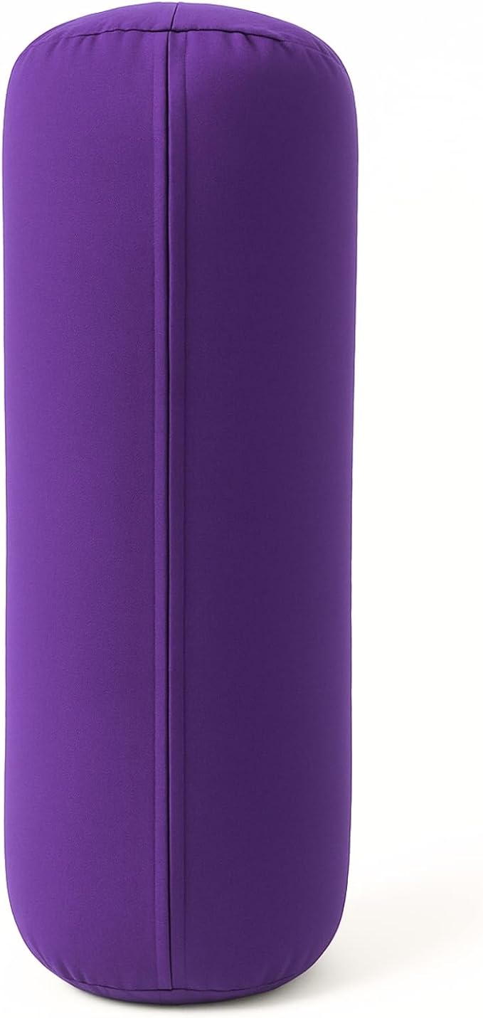 Yogikuti Iyengar Yoga Bolster for Restorative Yoga and Meditation – Lightweight Cotton Support Pillow with Handle for Easy Carry, Versatile for Pose Modification, Balance, Back Relief, and Relaxation (Purple, L 61cm x dia. 23cm)