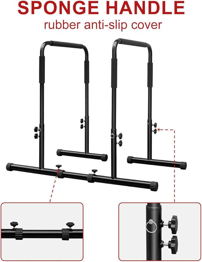 Dip Bar, Heavy Duty Dip Station Adjustable Parallel Bars for Full Body Workout Fitness, Functional Parallettes Bars for Home Gym Strength Training Workout