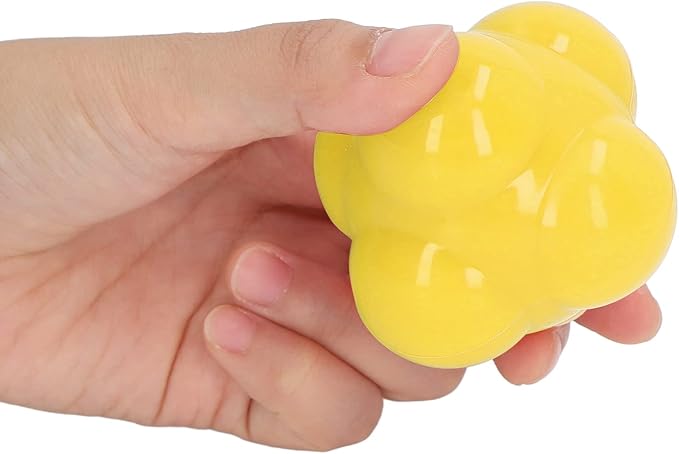 Hex Reaction Trainer Ball, Rubber Reaction Ball for Improving Hand Eye Coordination, Bright Color Reaction Catch Ball with Random Bounce, Portable Agility Training Tool for