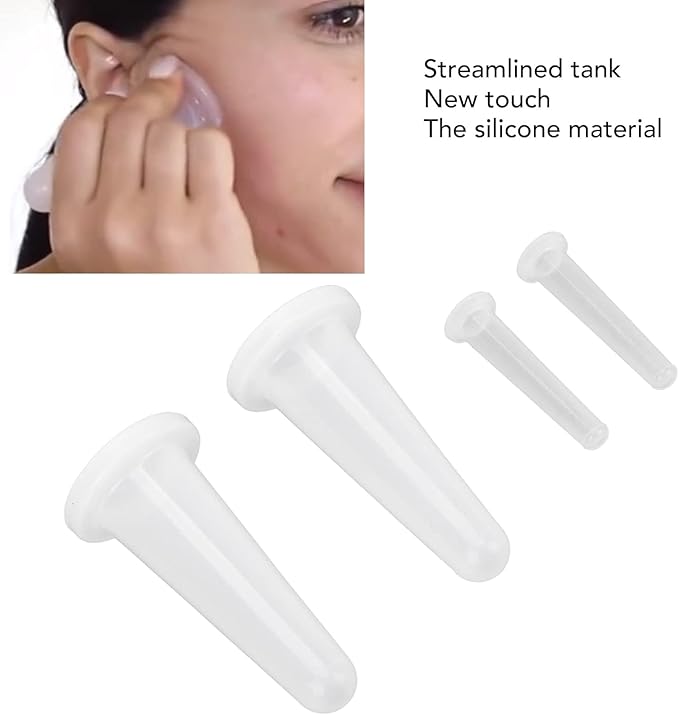 4Pcs Transparent Massage Cupping Set Silicone Mini Facial Cups Face Massager Helper Skin Care Neck Back Eyes Massaging Cup Safe to Use, Facial Care,Anti-Aging Beauty Tool,Health Care Products