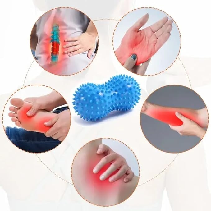 2 Pack Peanut Massage Ball Roller Spiky Double Lacrosse Balls Trigger Point for Stress Reflexology Foot Muscle Therapy Deep Tissue Relieve Strength Exercise Fitness Body