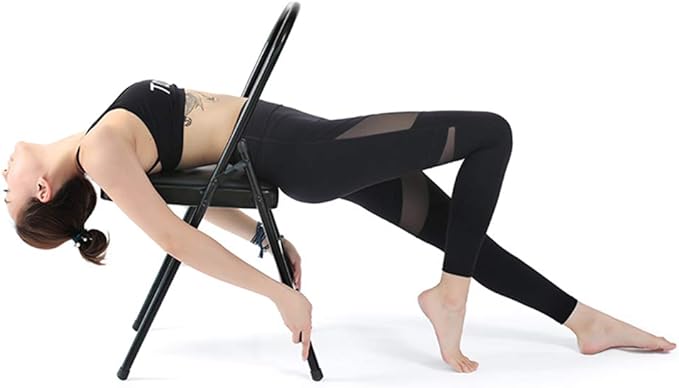 Pilates Yoga Chair, Professional Iyengar Auxiliary Chair, Yoga, Hardened and Thick Yoga Folding Chair, Solid Anti-Slip, Stable and Durable, Black,Blac