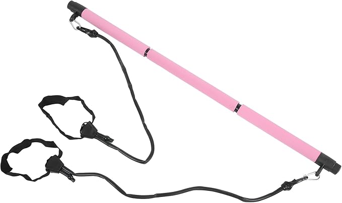 Adjustable Pilates Bar Portable 3 Sections Pilates Workout Stick Body Building Puller Yoga Pull Rods for Home Gym Office Travel Fitness Equipment Steel Pipe Foam 35 Inches