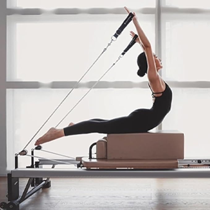 1 Pair Double Looped Pilates Straps with D-Rings for Stretching, Flexibility & Gym Training