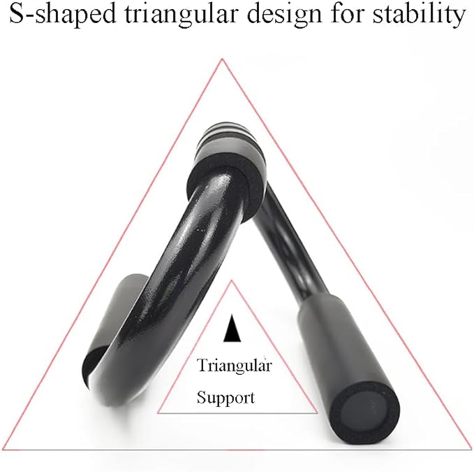 1 Pair S-Shaped Push Up Bars Non-Slip Push Up Stands Sweat Absorbent Foam Handles Floor Strength Training Equipment for Men Women Home Gym