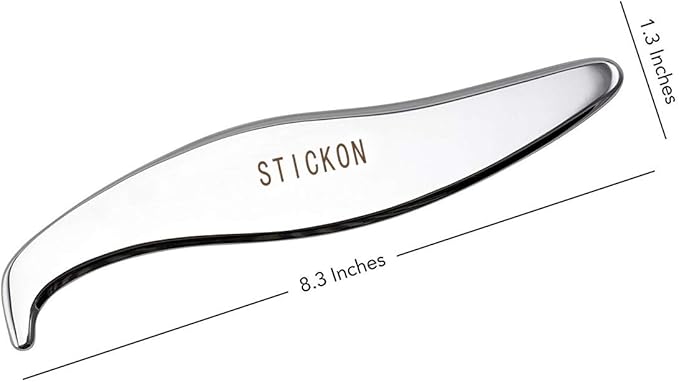Stainless Steel Gua Sha Scraping Massage Tool - STICKON IASTM Tools Great Soft Tissue Mobilization Tool (A Shape)