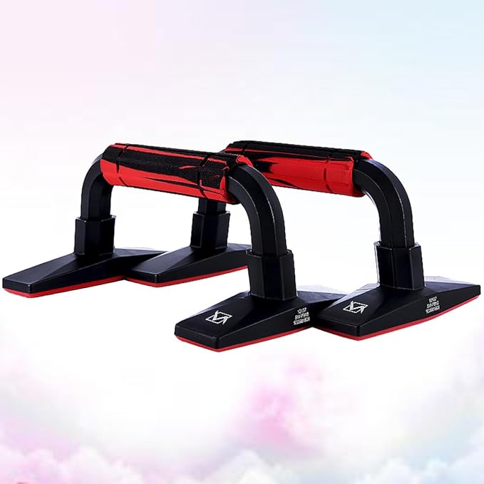 GALPADA H-shaped Push-up Bars Pair Red Black, Arm Strength Training Push-up Stands with Non-slip Grip for Chest and Abdomen Workout Fitness Equipment for Men at Home