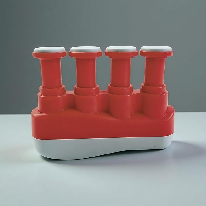 Finger Strengthener, Nalu Hand Grip Trainer Exerciser for Piano, Guitar, Bass, Ukulele Players, Plastic Material, Lightweight and Portable - Improve Finger Flexibility, Strength,1 Pack (Red+Gray)