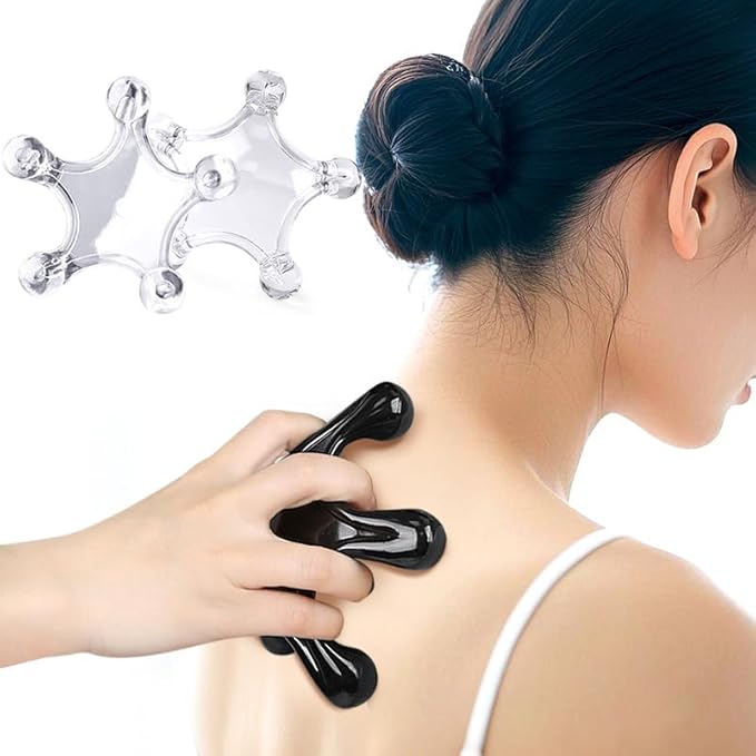 Trigger Point Massage Tools, 2 Pcs 5 Point Deep Tissue Manual Massager Handheld Body Massagers, Handheld Palm Pressure Point Massage Tool for Neck Shoulder Back Muscle Pain Relief (Transparent)