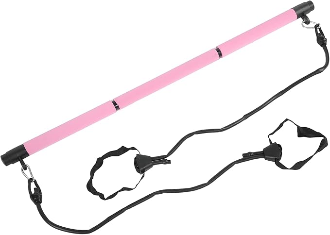 3 Sections Adjustable Pilates Bar, Portable Pilates Workout Stick Body Building Puller with Foam Grip, Detachable Resistance Rod for Home Gym Yoga Fitness