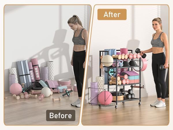 Dumbbell Rack, Utility Weight Storage Racks, Home Gym Storage for Dumbbell Set，Kettlebells，Yoga Mat and Workout Equipment