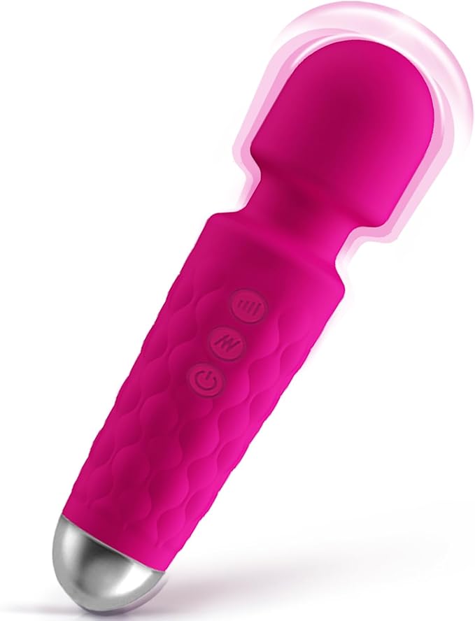 LUMIO Handdhed Relaxation Mini Massager Rechargeable - 9 Speeds 19 Modes - Portable Small Massager to Relax Back - Foot - Arm Muscle, Rose Red