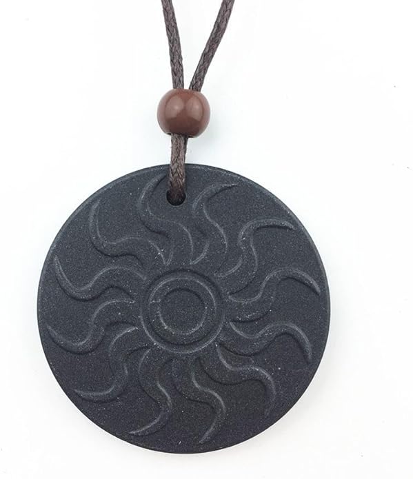 Volcanic Energy Stone Protection Necklace, Flame Pattern, Unisex Adult, Alloy, Energy Protection Necklace