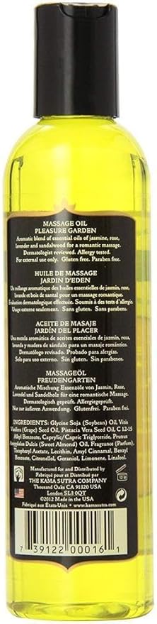 KAMA SUTRA Aromatics Massage Oil Pleasure Garden – 8 fl oz - Rich Blend of Essential Oils - Combines Rose, Jasmine and Sandalwood - Massage Oil for Body - Romantic, Relaxing, Sensual Massage