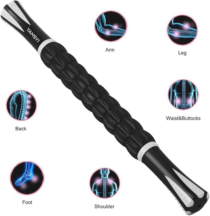 YANSYI Professional Muscle Recovery Roller - 9-Roller Deep Tissue Massage Stick for Post-Workout Soreness, Leg & Back Pain Relief - Portable Physio Tool for Athletes. (White)
