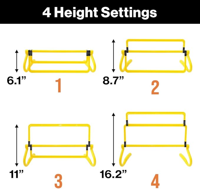 Japard 6 Pcs Agility Hurdles Speed Training Equipment, 4 Height Adjustable Setting, Soccer Training Equipment for Youth Adults