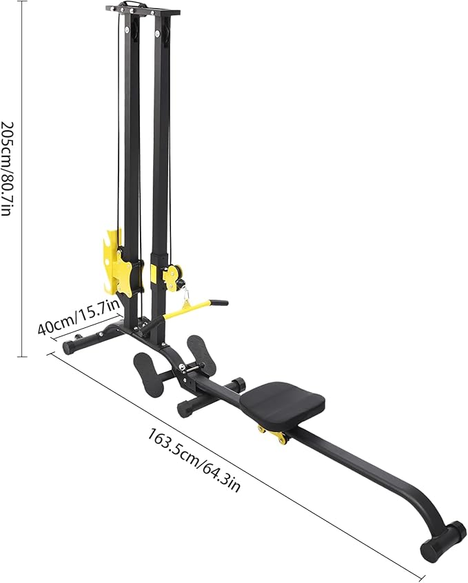 Foldable Rowing Machine & LAT Pull Down Machine 2-in-1, Multi-Function Home Gym Equipment with 19 Workouts, Max 220lbs,Compact for Small Spaces