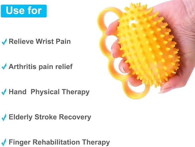 Grip Strengthener Hand Exerciser Ball, Yellow, TPR Material, Ellipse Shaped, Physical Therapy Hand Exercisers for Rehab, Arthritis, Carpal Tunnel, Stress Relief