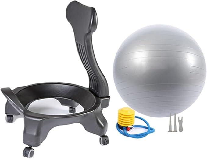 Active Sitting Exercise Ball Chair for Adults - Ergonomic Office Yoga Ball Chairs, Improve Back Pain and Balance, Lockable Wheels, Foot Pump - Buy Now on Amazon
