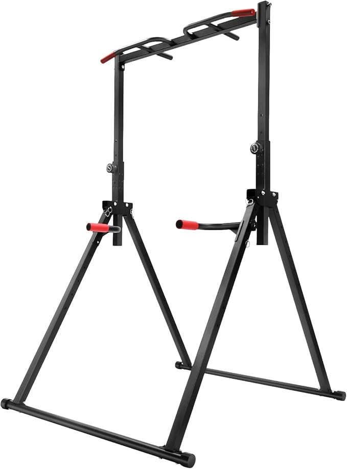 Triangular Pull Up Station,Freestanding Pull Up Bar for Home Gym Strength Training Equipment with Anti-slip Knobs,440.92lbs Load-bearing Foldable Power Tower,Adjustable Height Exercise Equipment