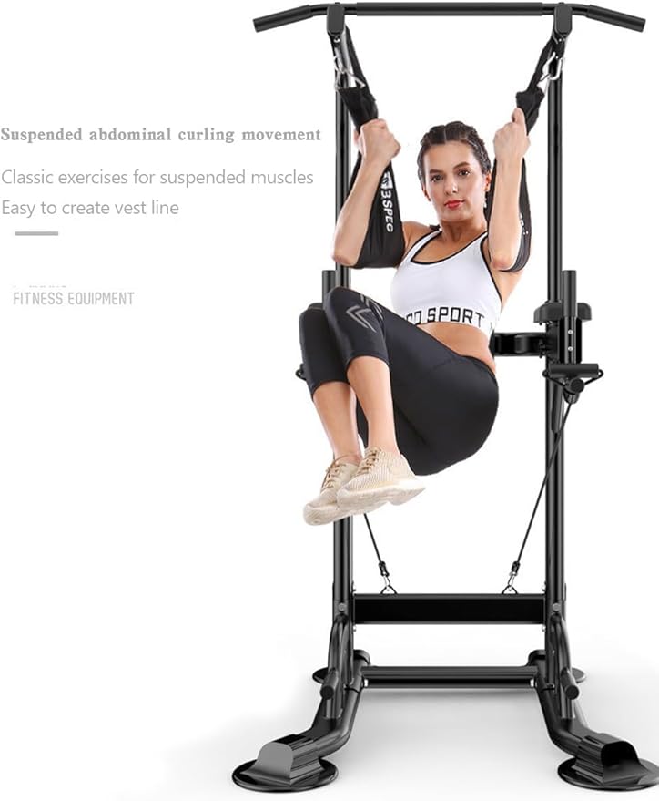 Areyourshop Pull-Up Bars & Squat Bar Power Tower Dip Stands Strength Training for Home Gym Fitness
