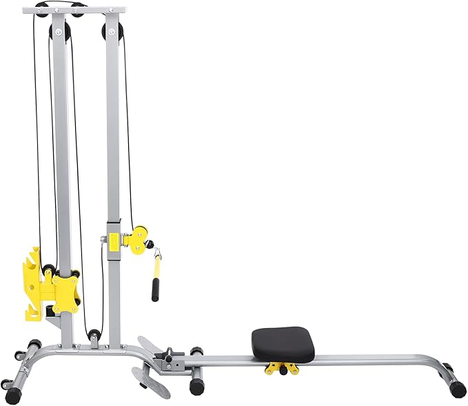 Foldable Rowing Machine & LAT Pull Down Machine 2-in-1, Multi-Function Home Gym Equipment with 19 Workouts, Max 220lbs,Compact for Small Spaces