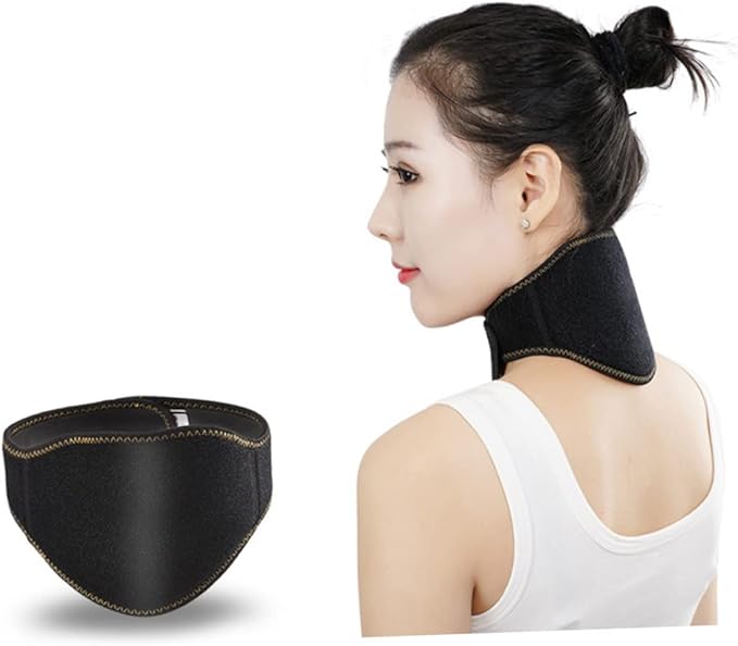 FRCOLOR Self Heating Neck Massager Band Magnetic Therapy Neck Guard for Relief Relaxation Portable Lightweight for Home Outdoor Use Black