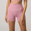 Yoga Set Seamless Women Long Sleeve Blouses Top Gym Sport Bra High Waist Tight Leggings Fitness Suit Shorts Sets (Color : Pink Shorts, Size : Large)