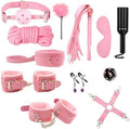12 Novel Pilates Plush Leather Cosplay Tool Yoga Set, Wrist and Hip Stretching Fun Dice Beating Combination Accessories, Couple Gift (Pink)