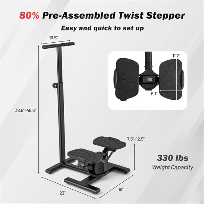Multi-Functional Exercise Stepper with Step & Twist Design – 300 lb Capacity, Non-Slip Pedals & Stable Metal Frame Cardio Step Machine for Home Workouts
