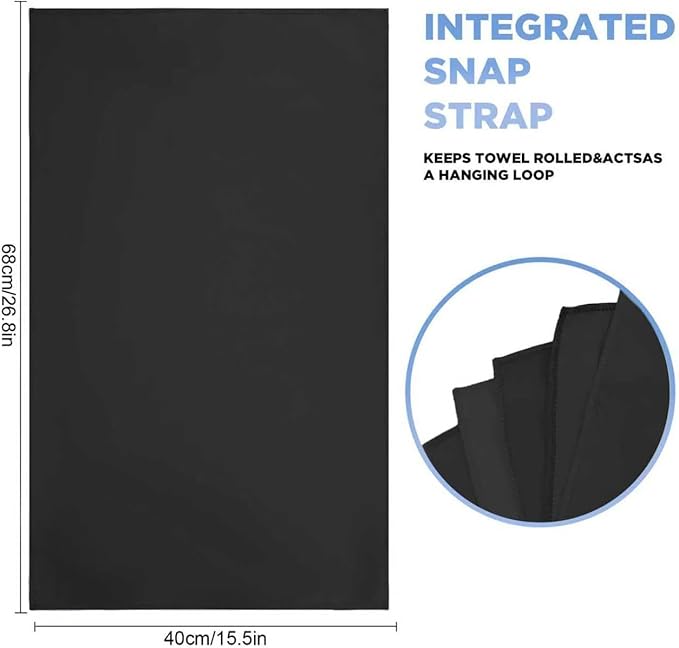 Microfiber Quick Dry Gym Towels, Lint Free Odor-Free Absorbent Fiber, Fast Drying, Men & Women Workout Gear for Body Sweat, Working Out Towel, Black, 5Pack - 16 * 27Inch