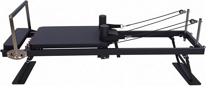 Foldable Pilates Reformer Machine, Portable Home Pilates Equipment with Adjustable Resistance, Compact Pilates Reformer for Full-Body Workout, Suitable for Small Spaces Black