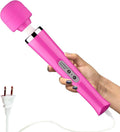 CHARMING 10 Speeds Wired Powerful Handheld Back Massager with Strong Vibration Wand, Personal Therapy Massager for Sports Recovery, Muscle Aches, Body Pain- Rose red