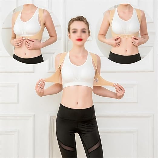 Adjustable Posture Corrector Shoulder Back Pain Reliever Spine Straightener Orthopedic Corset Brace Belt Straight Back Trainer Womens Hunchback Correction Belt (Color : Skin, Size : Large)