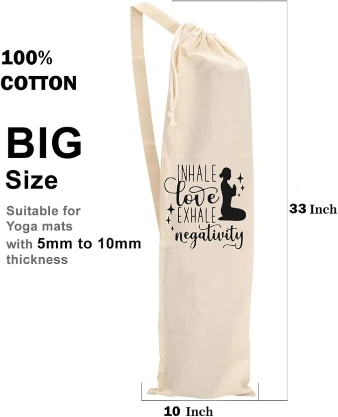 Mayatra's Organic Large Yoga Mat Tote Bag Cover -100% Cotton Lightweight,Washable Yoga Dust Bag With Adjustable Strap Unisex