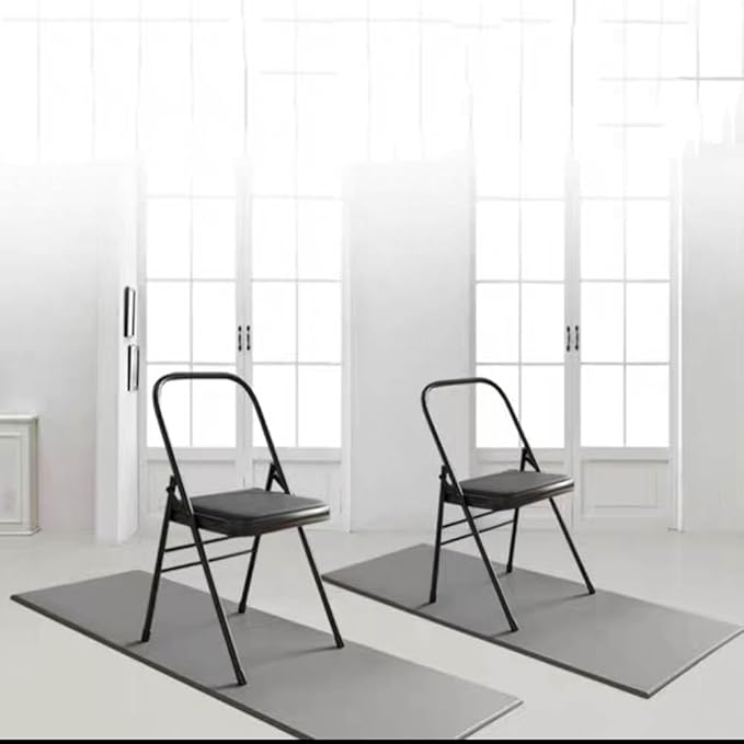 Yoga Auxiliary Chair Iyengar Yoga Chair,Backless Yoga Chair Prop,Pilates Chair,Foldable and Portable Folding Stools for Yoga,Black
