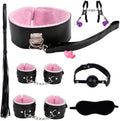Fashion Practical Plush Leather Wrist 7-Piece Pilates Set, Fun Whip Indoor Fitness Yoga Equipment (Pink), Couple Gift