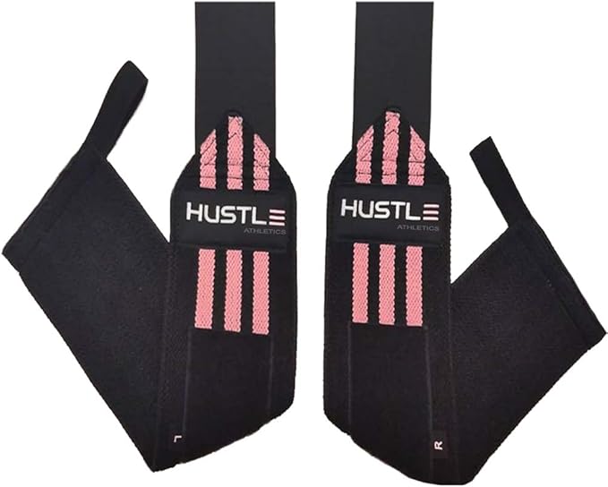 Hustle Athletics Wrist Wraps for Weightlifting - 18" & 12" Premium Wrist Support Weight Lifting Wraps to Lift Heavier & Train Harder - Heavy Duty Powerlifting & Bench Press Gym Straps for Men & Women