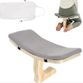 Wooden Meditation Bench with Cushion, Ergonomic Kneeling Stool, Gray